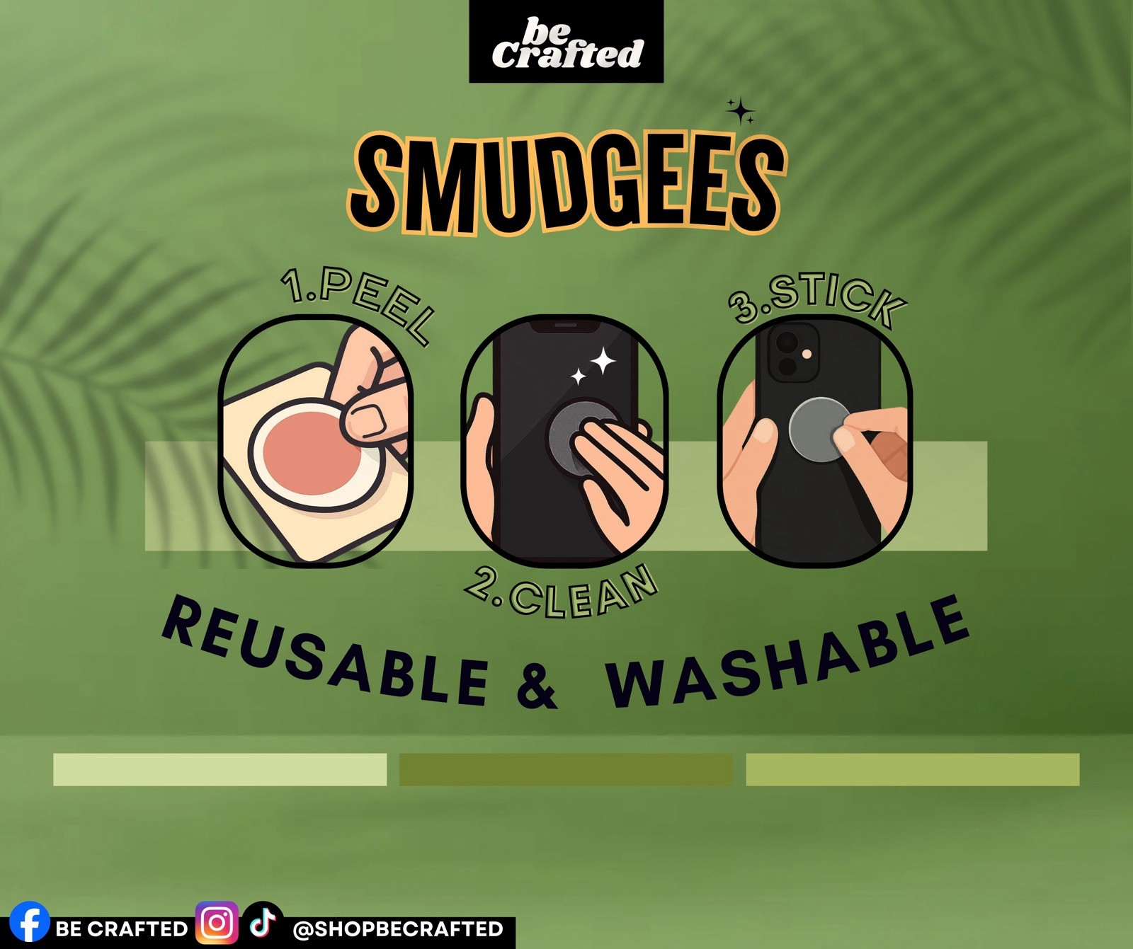 Reusable and Washable Microfiber Sticky Screen Cleaner SMUDGEES by Be Crafted/pc