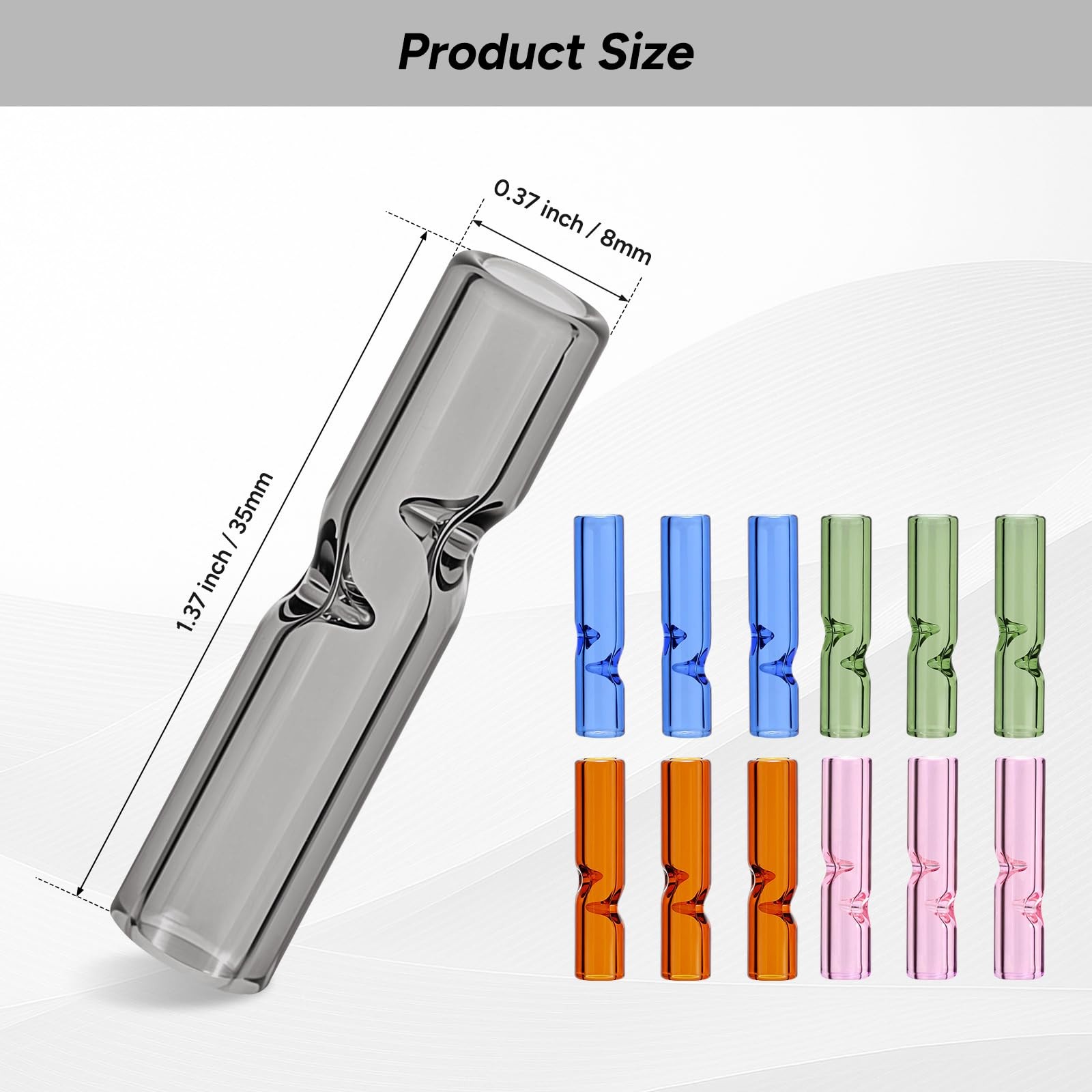 100 Pack Reusable Glass Rolling Tips with Cleaning Brush, 8mm Round...