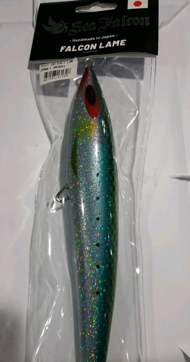 Sea Falcon Saltwater Tuna, Marlin Stripes Bass Lure Falcon Lame 9" Anchovy 240