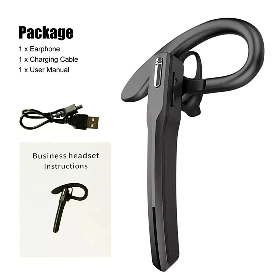 Bluetooth 5.0 Earpiece Wireless Headset Noise Cancelling Earbuds Driving Trucker