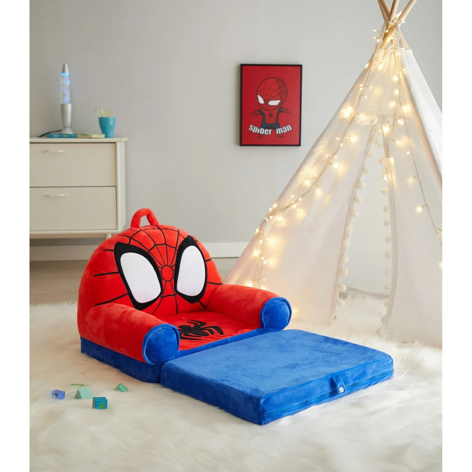 Spidey Chair for Kids Spider Man Seat Kids Furniture Fold Out Cushion Child Seat