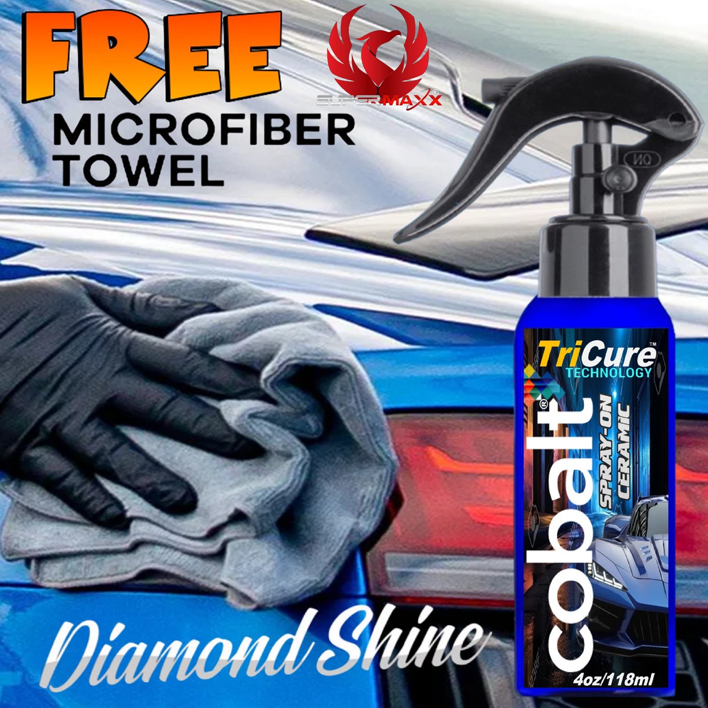 COBALT CERAMIC CAR COATING SUPERIOR HIGH GLOSS PAINT PROTECTION - 4 OZ KIT
