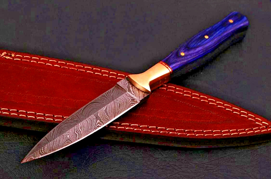 Handmade Double-Edged Damascus steel Dagger boot Knife Survival x72