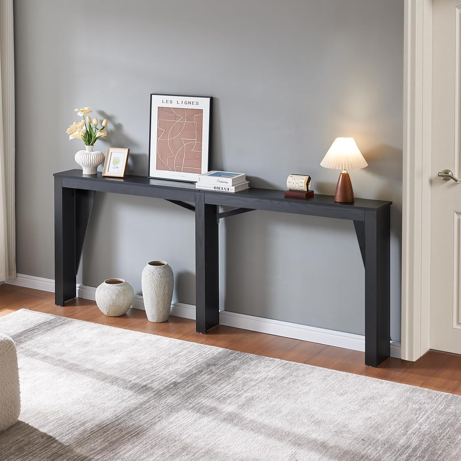 78.8" Long Console Table W/ Power Outlets 7.9" Narrow Sofa Table W/ USB & Type-C