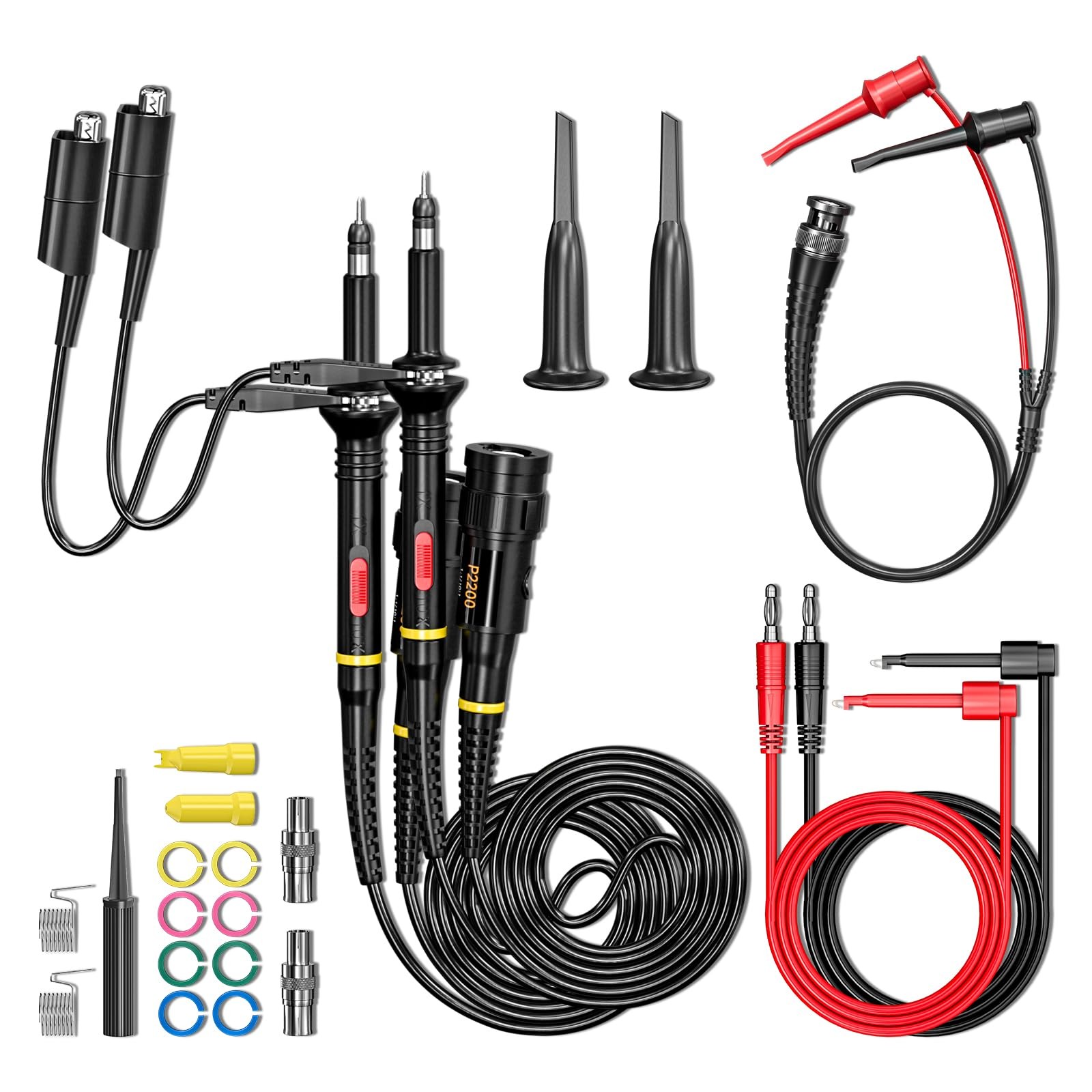 Goupchn Oscilloscope Probes Kit 200Mhz with Accessories Test Leads Kit BNC to Te