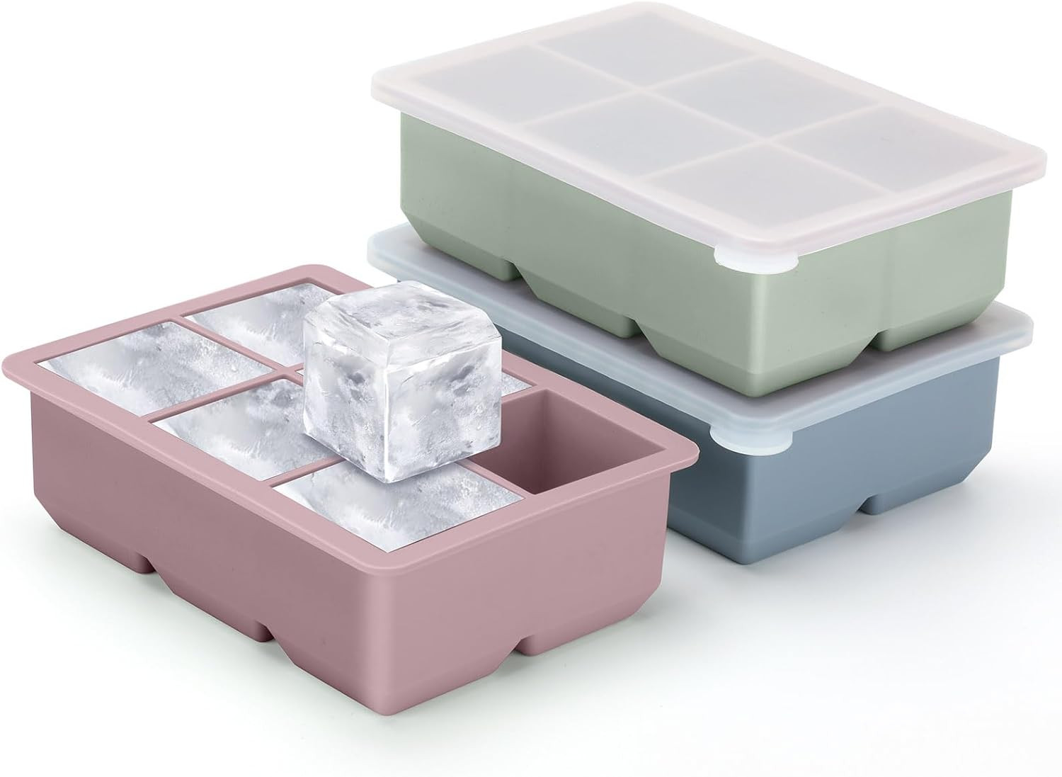 Silicone Ice Cube Trays 3 Pack - Large Size Silicone Ice Cube Molds with Leak Pr