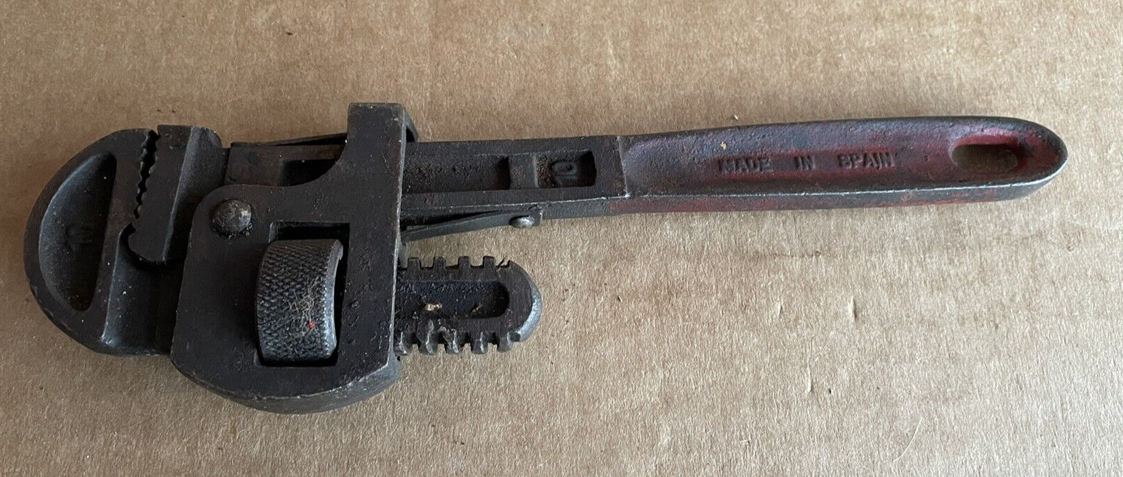 10" Heavy Duty Red Pipe Wrench Vintage Made in Spain