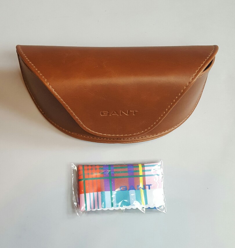 GANT LARGE TAN BROWN SUNGLASSES CASE WITH CLEANING CLOTH