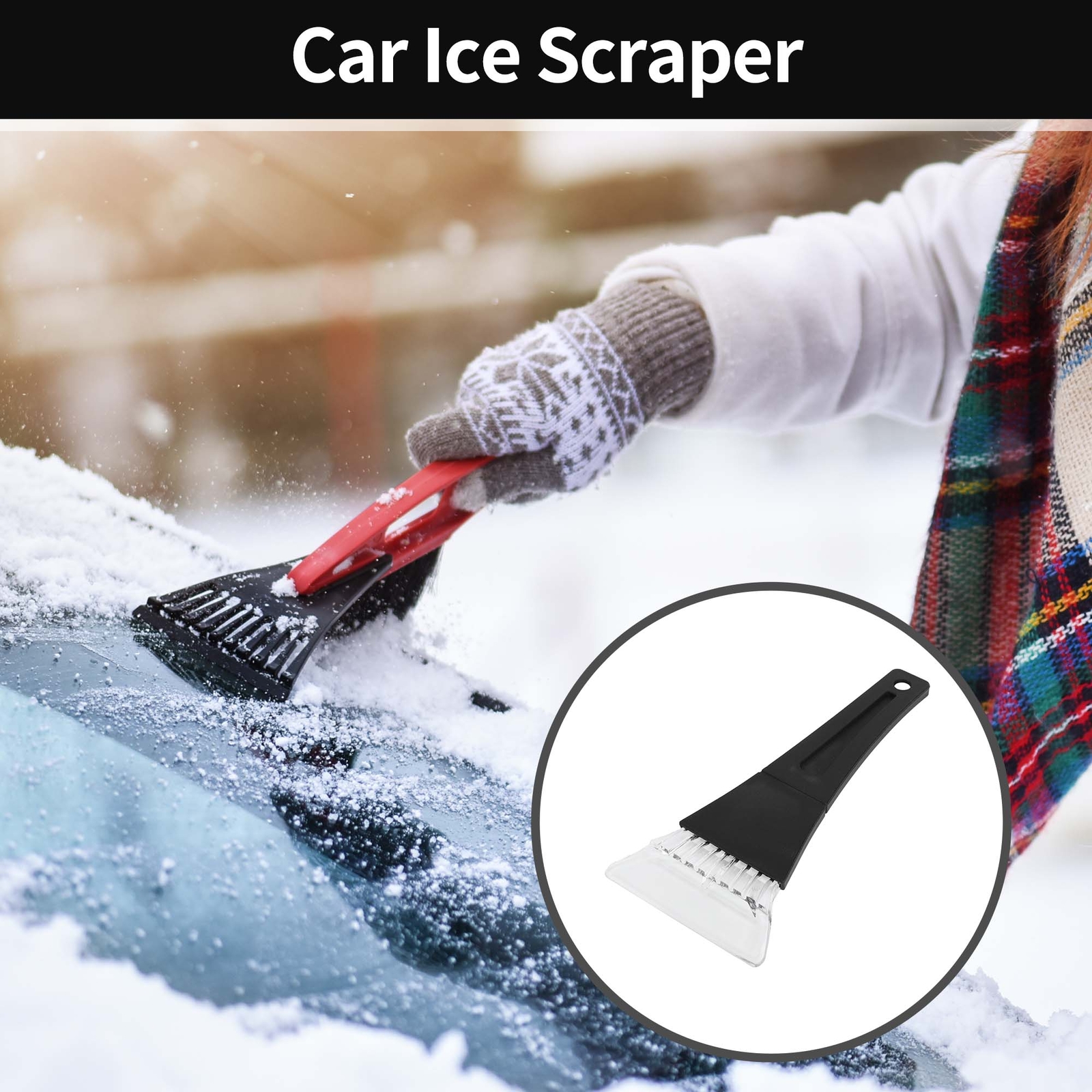 Car Ice Scraper Black for Car SUV Truck RV Windscreen Side Window Plastic 1pc