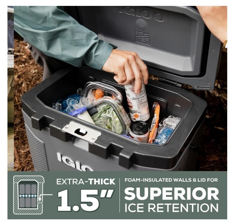 Igloo Trailmate Cooler | Insulated Hard Shell Ice Chest Carbonite
