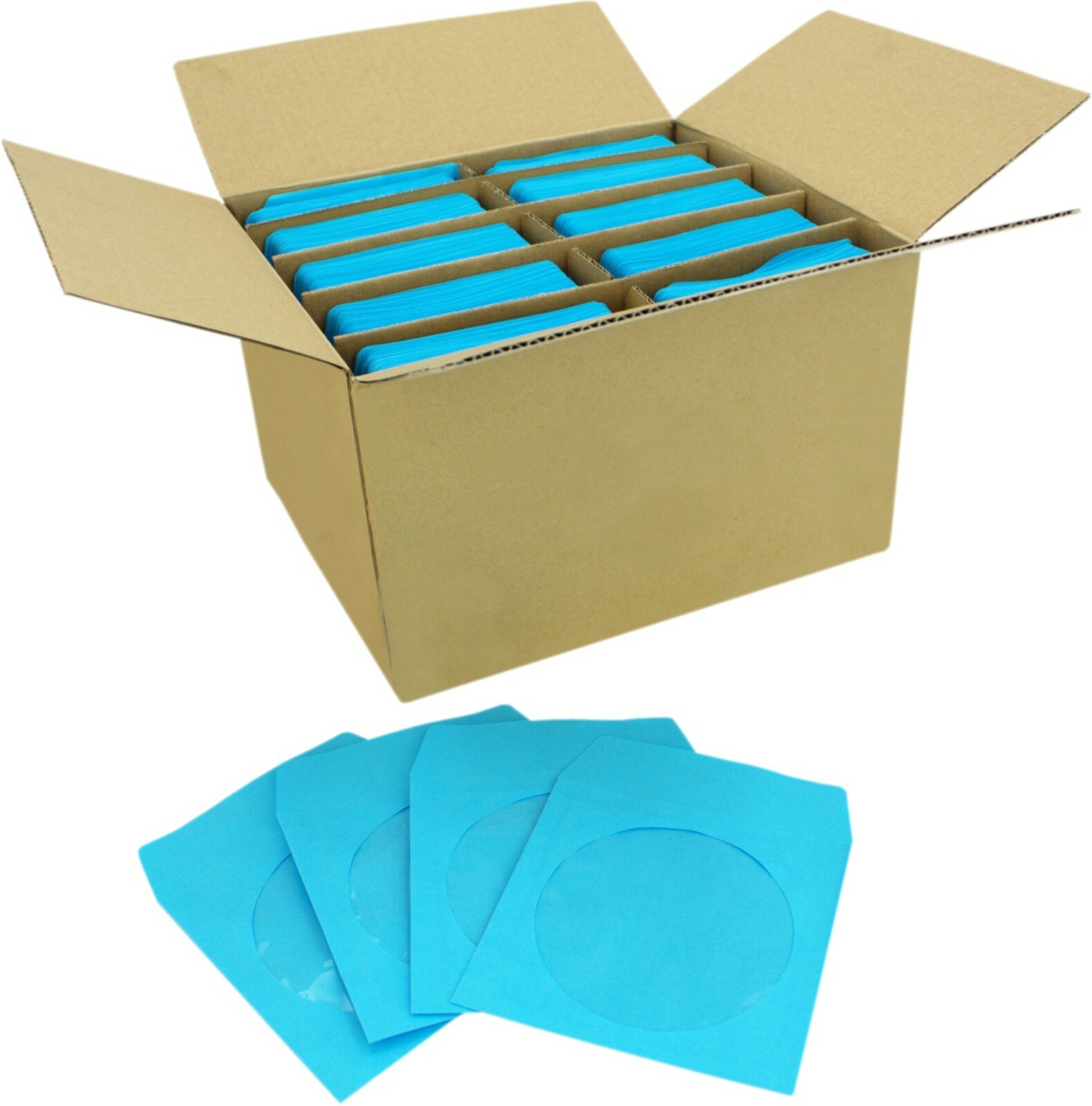 (1000) Blue Paper CD DVD Display Sleeve Window Flap Disc Media Storage #CDIWWFBL