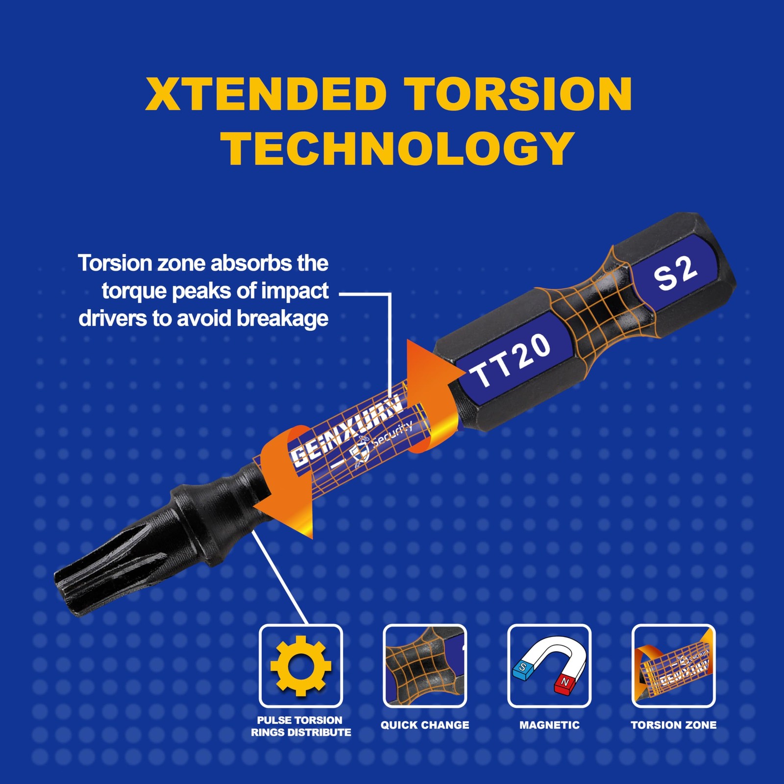 Geinxurn 2 In. Security T20 Impact Magnetic Screwdriver Bit Set, 30 2"-30PCS