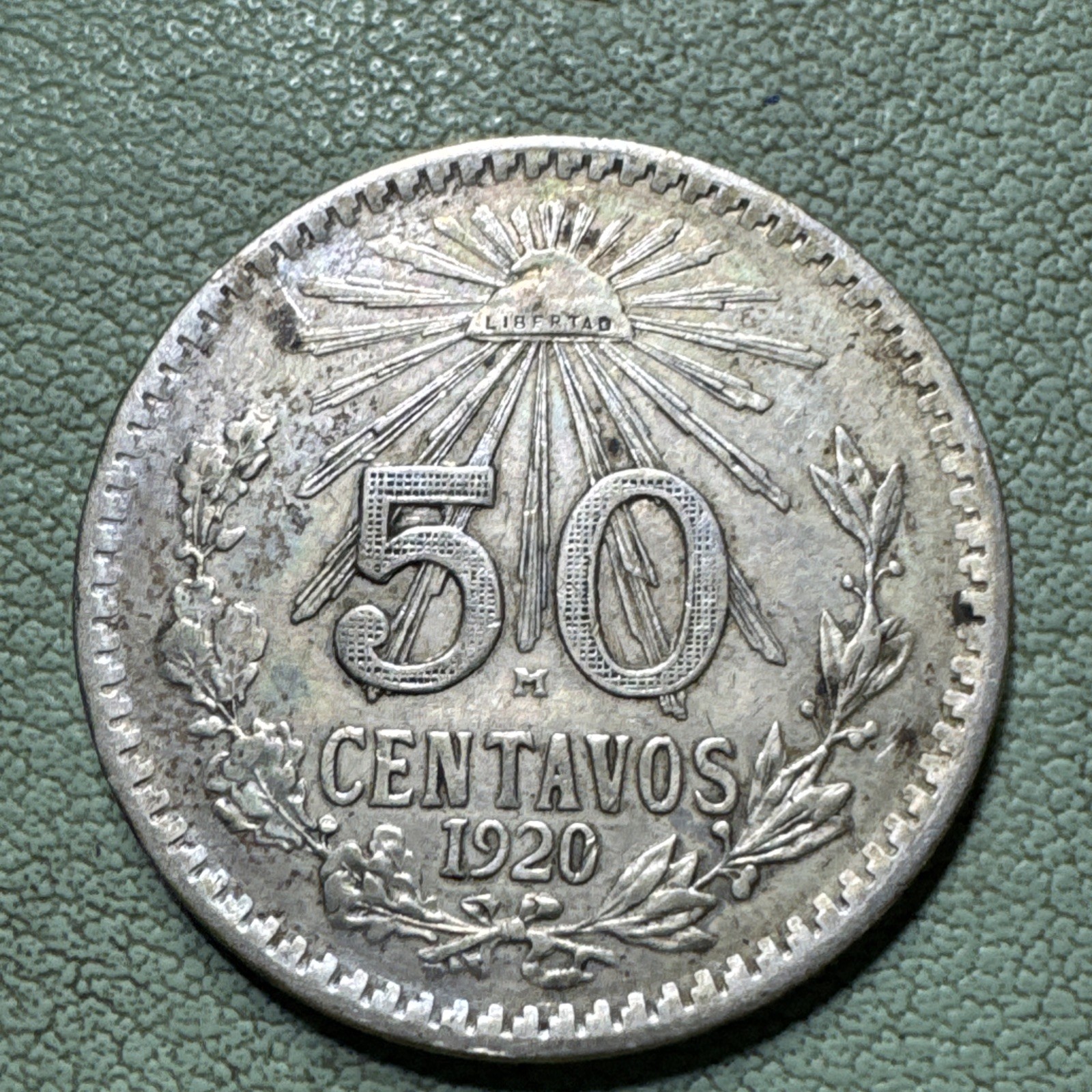 1920 Mexico 50 Centavos Silver Coin 72% Plata Mexican 50c