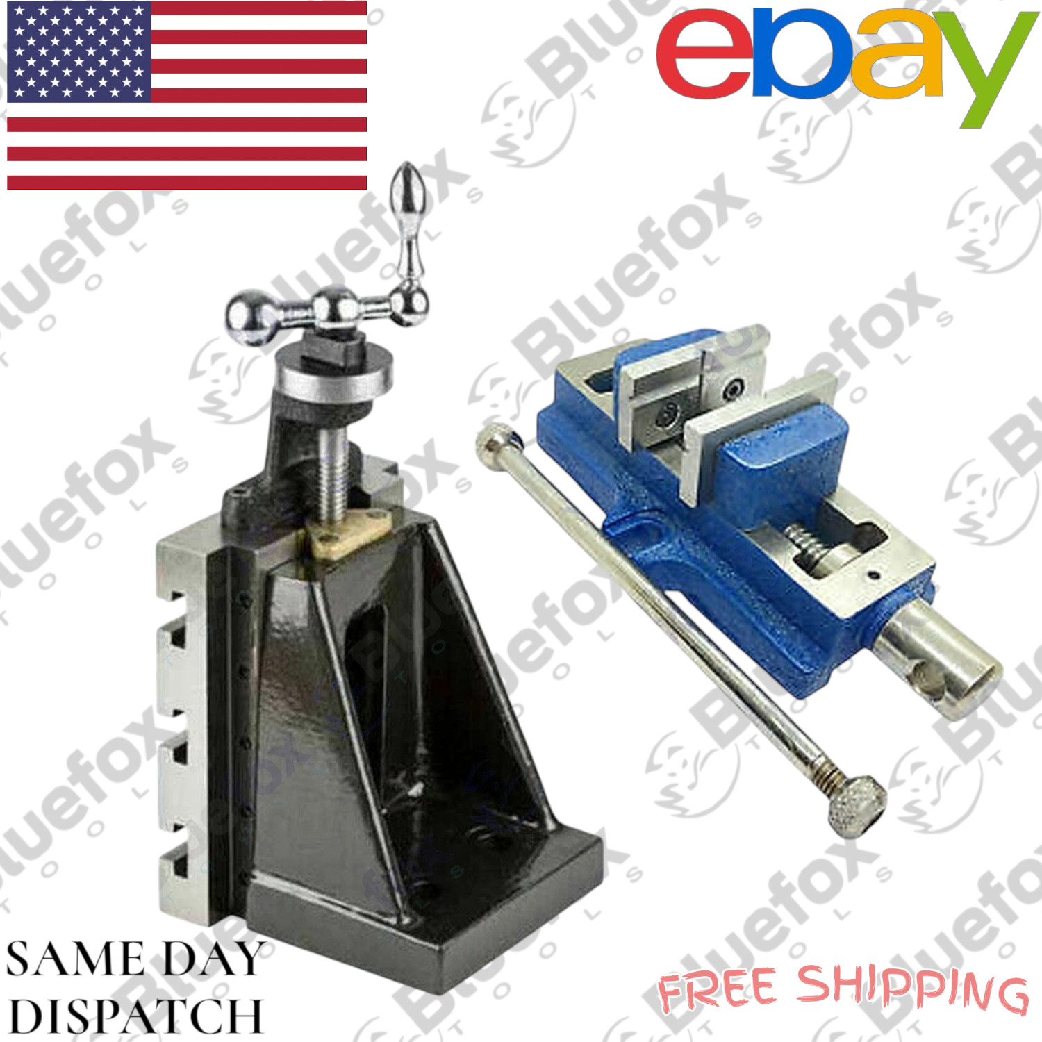 BlueFoxTools Fixed Base Lathe Vertical Milling Slide 4" x 5" with 2" Self-Center