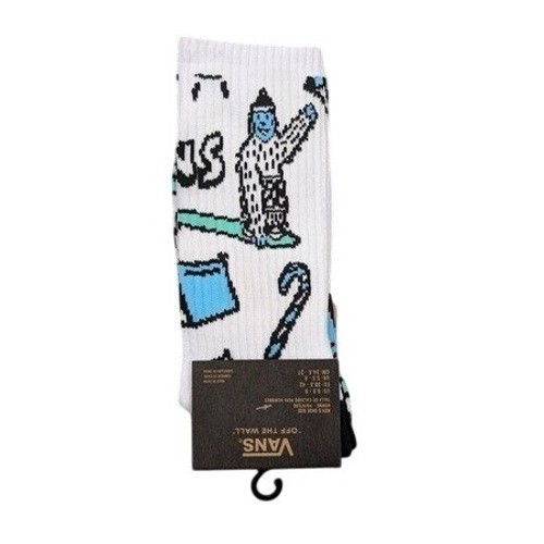 Vans Crew Socks Mens Womens 6.5-9 White Snowman Trees Sun Candy Canes Athletic