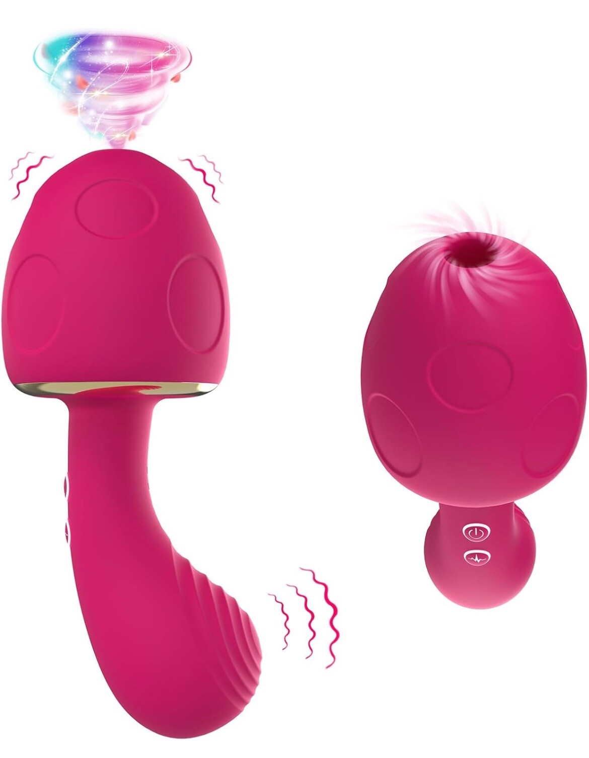 New Couples Mushroom Wand Vibrator with Dual Motors 10 Vibrating Sucking Modes