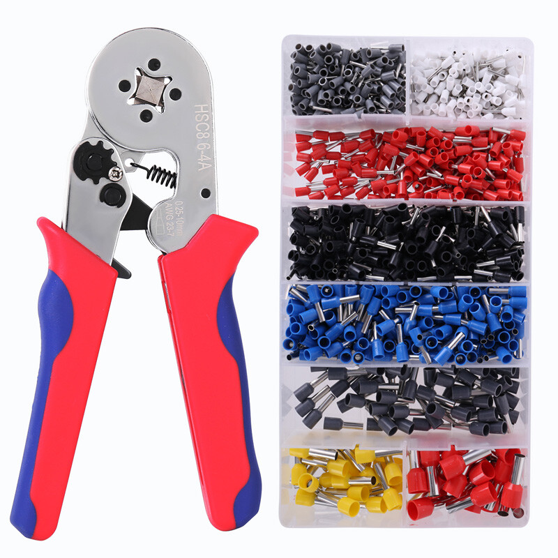 Ferrule Crimping Tool Kit Self-adjustable 1200pcs Terminal Wire Crimper Pliers