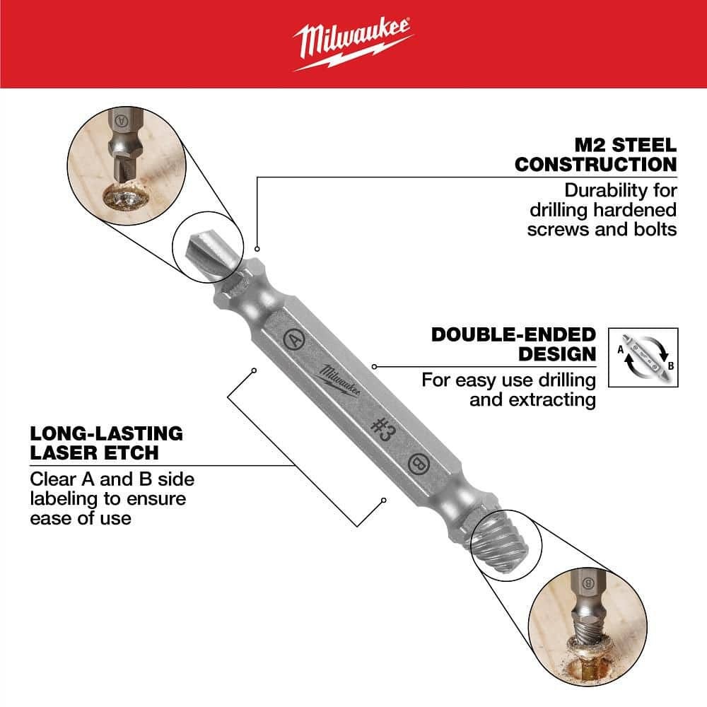 Milwaukee M2 Steel Screw Extractor Set (4-Piece)