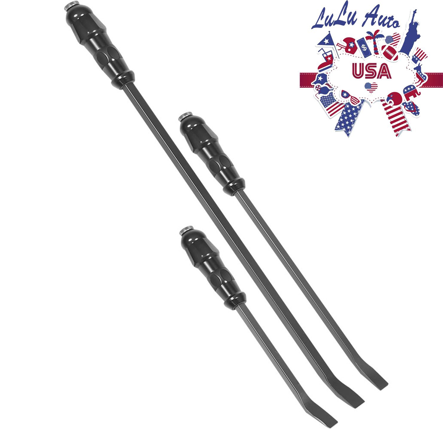 3-Piece For LSQ42103 Angled Tip Pry Bar Kit Steel Striking Cap 12", 17"  25"