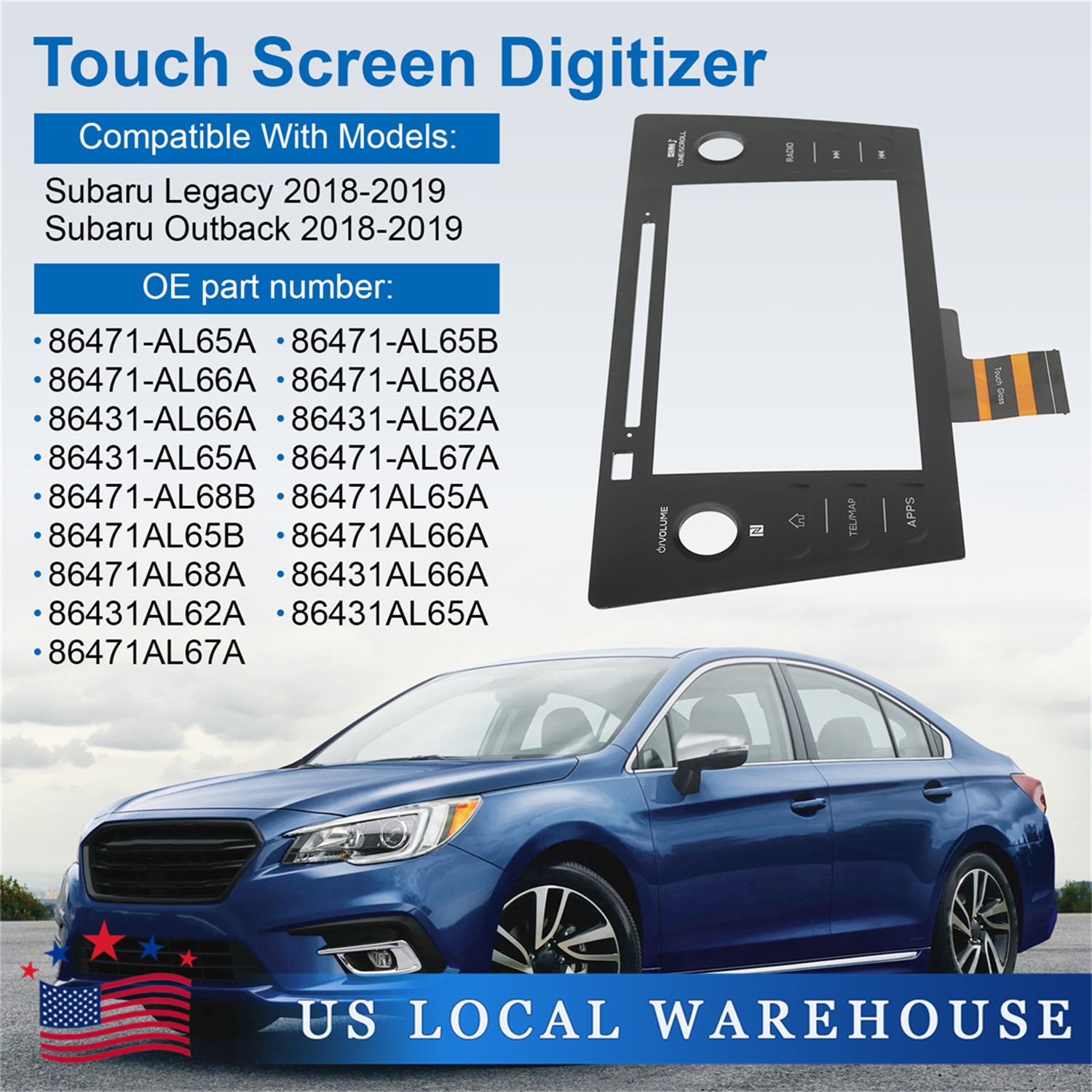 Radio Touch Screen Digitizer 86471-AL65A For Subaru Legacy & Outback 2018 2019