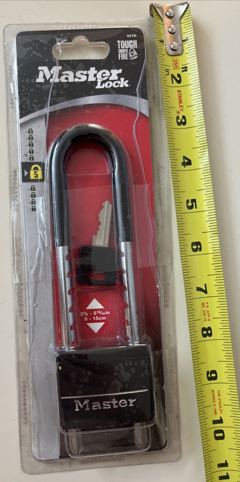 Master Lock Covered Padlock Adjustable Shackle Black 527D Dual Locking Pick Resi
