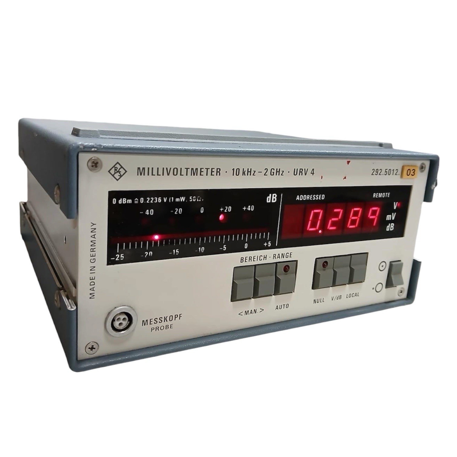 Rohde & Schwarz URV 4 Digital RF Millivoltmeter 10 kHz-2 GHz 0 dBm=0.2236V