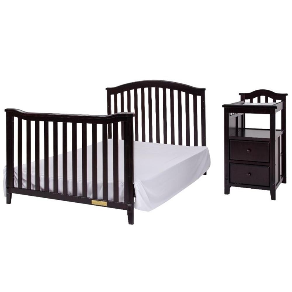 AFG Baby Furniture Kali 4-in-1 Convertible Crib w/ Toddler Guardrail Espresso