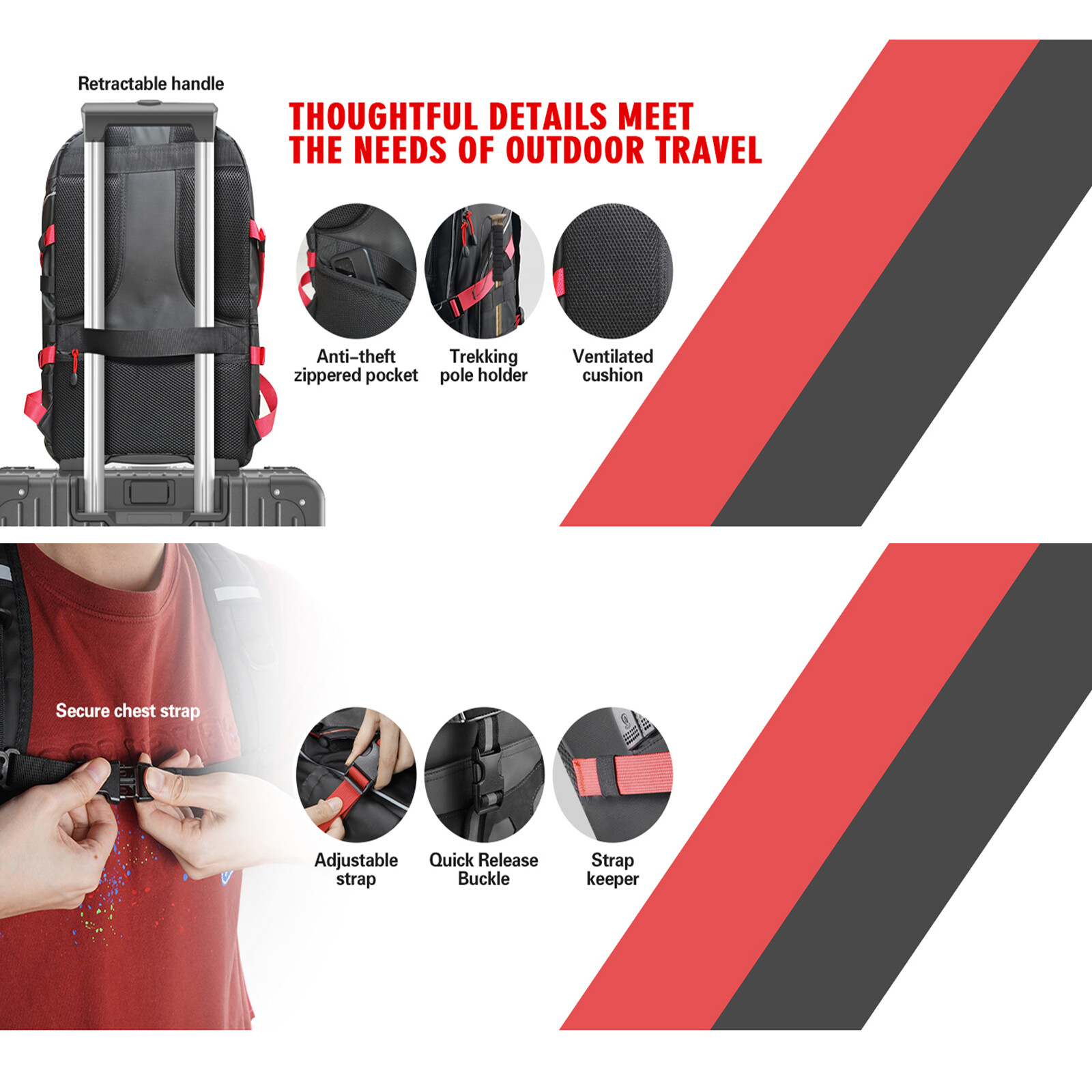 Motorcycle Backpack Waterproof Helmet Luggage Backpack Bag Men Accessories Red