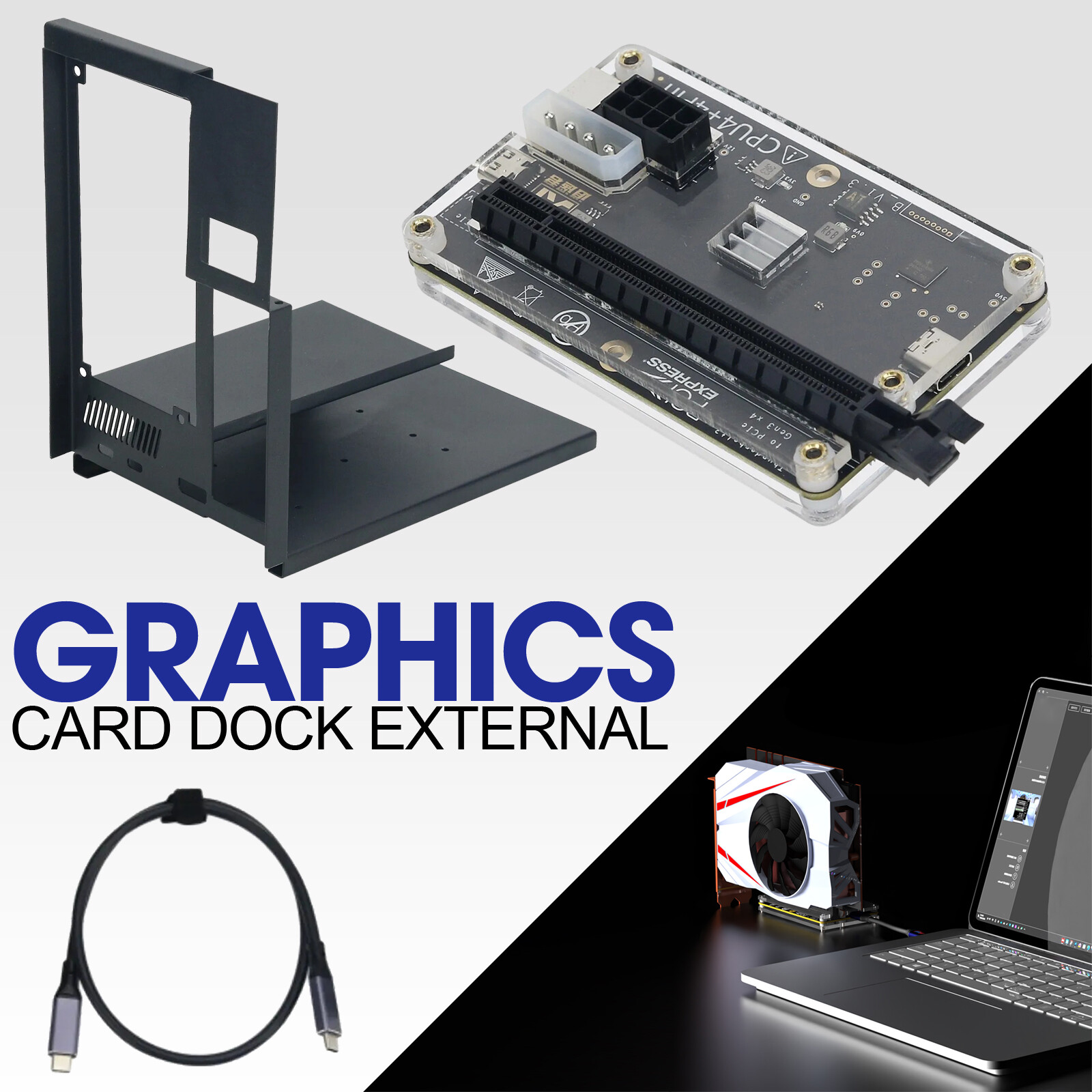 Graphics Card Dock External GPU Dock +60cm/23.6" USB4 Data Cable Durable for ATX
