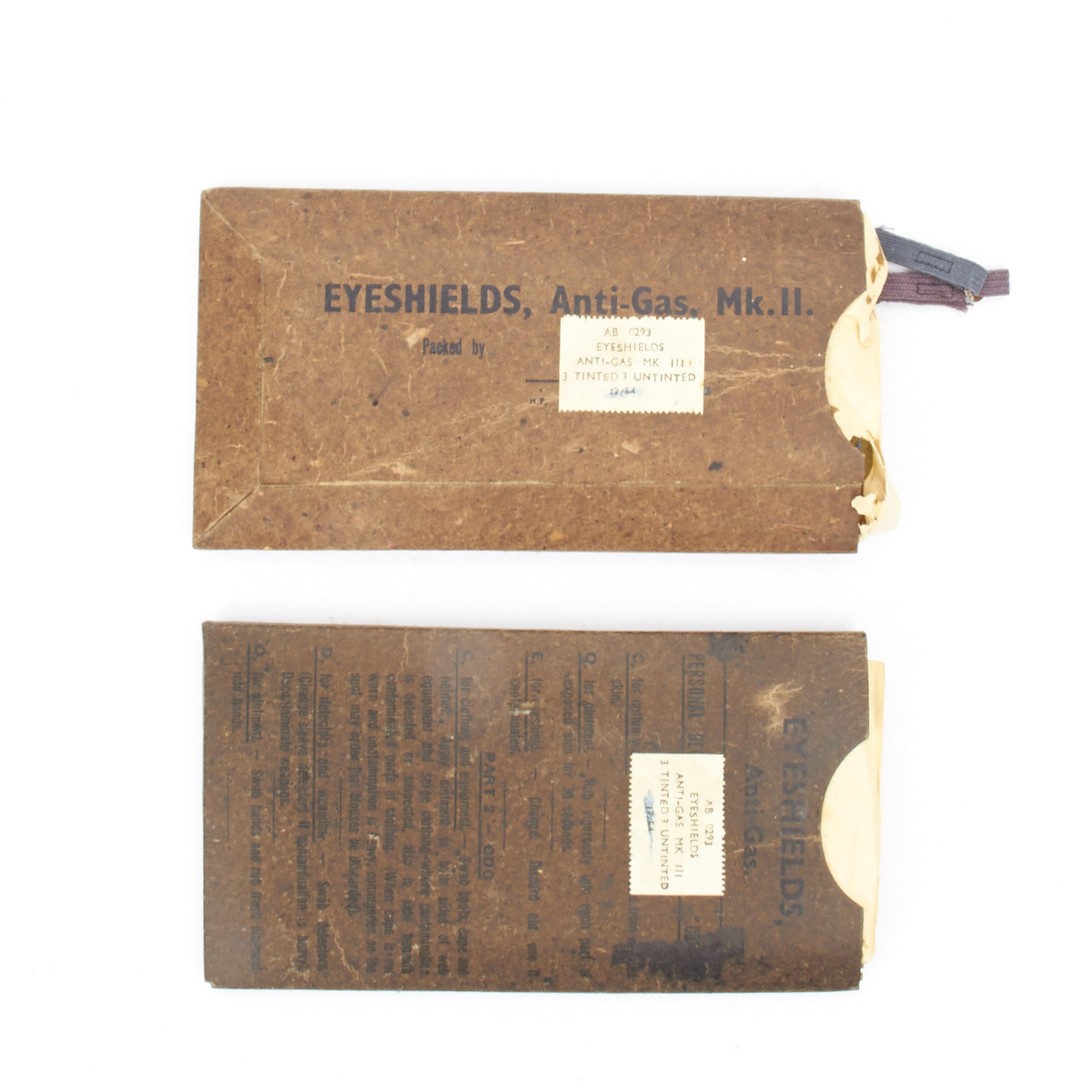 Original British WWII Anti-Gas Eye Shields in Original Packaging- Not For Use