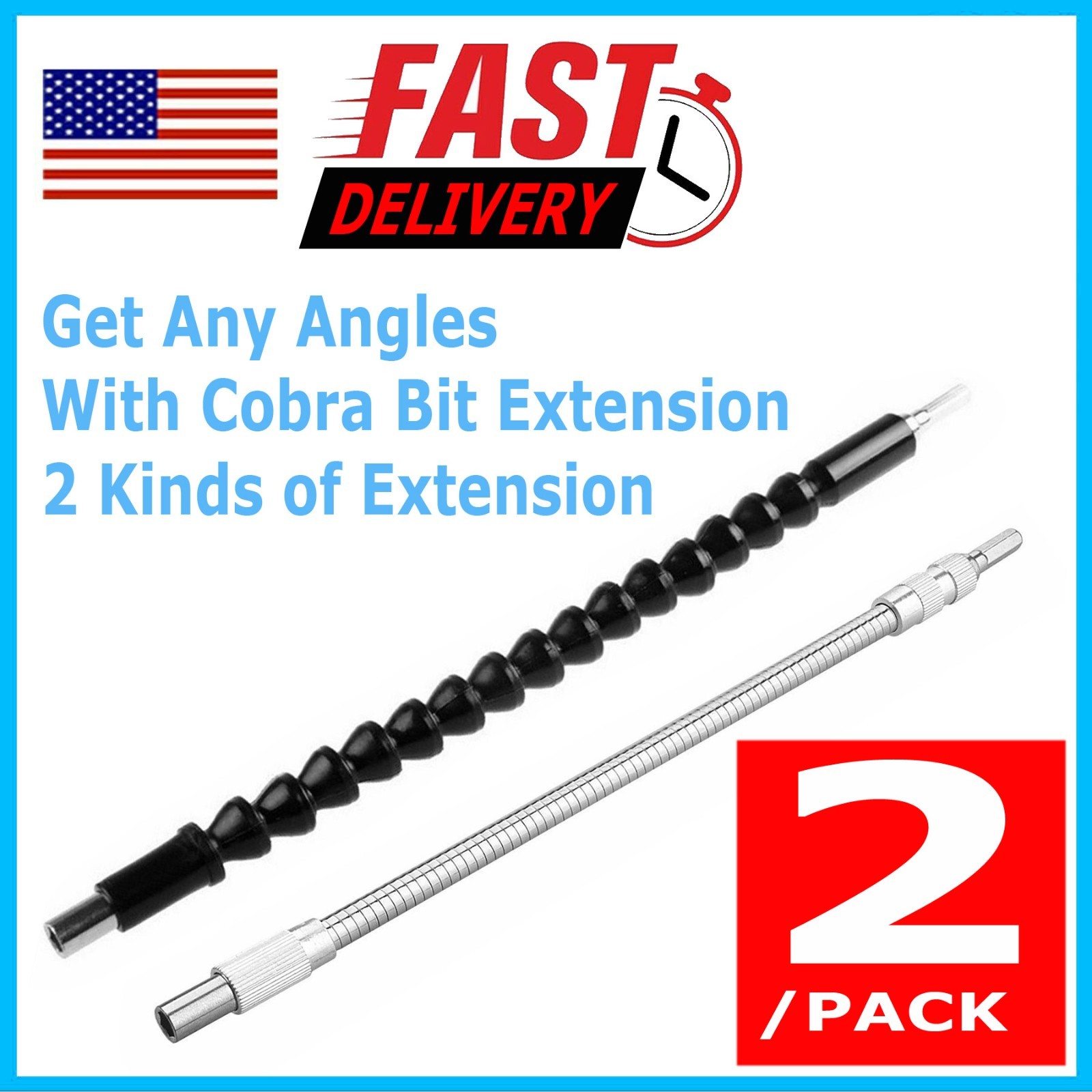 2X Extension Screwdriver Drill Bit Flexible Shaft Holder Tool Attachment