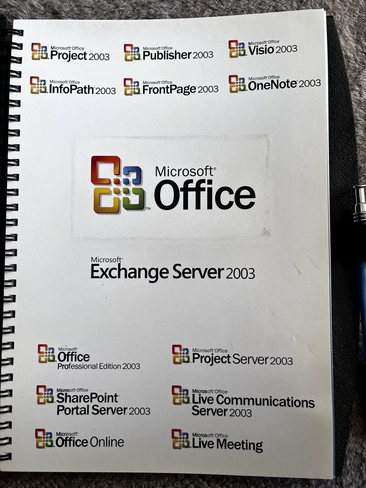 Microsoft Office 2003 SPIRAL NOTEBOOK w/Pen Tech Software Company