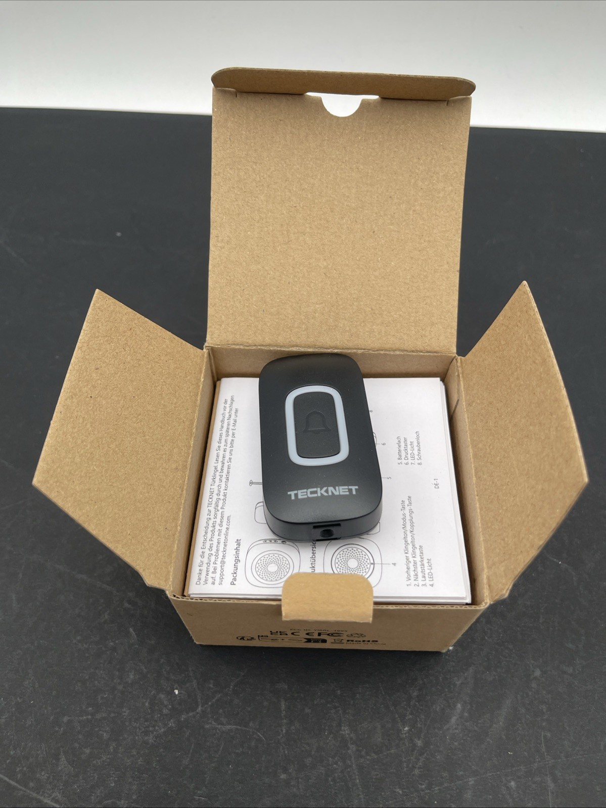 Tecknet TK‑WD995 Waterproof Wireless Doorbell open box