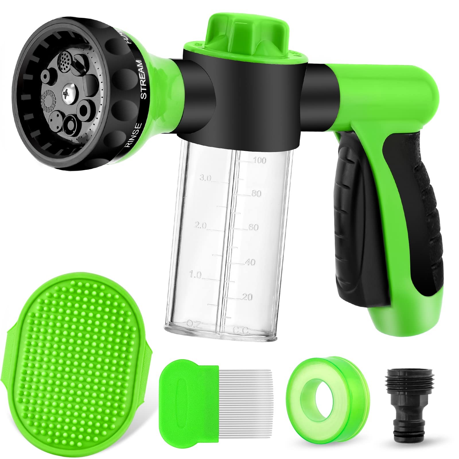 Pup Jet Dog Wash Outdoor, 8-in-1 Dog Sprayer Hose Attachment with Dog Shower Bru