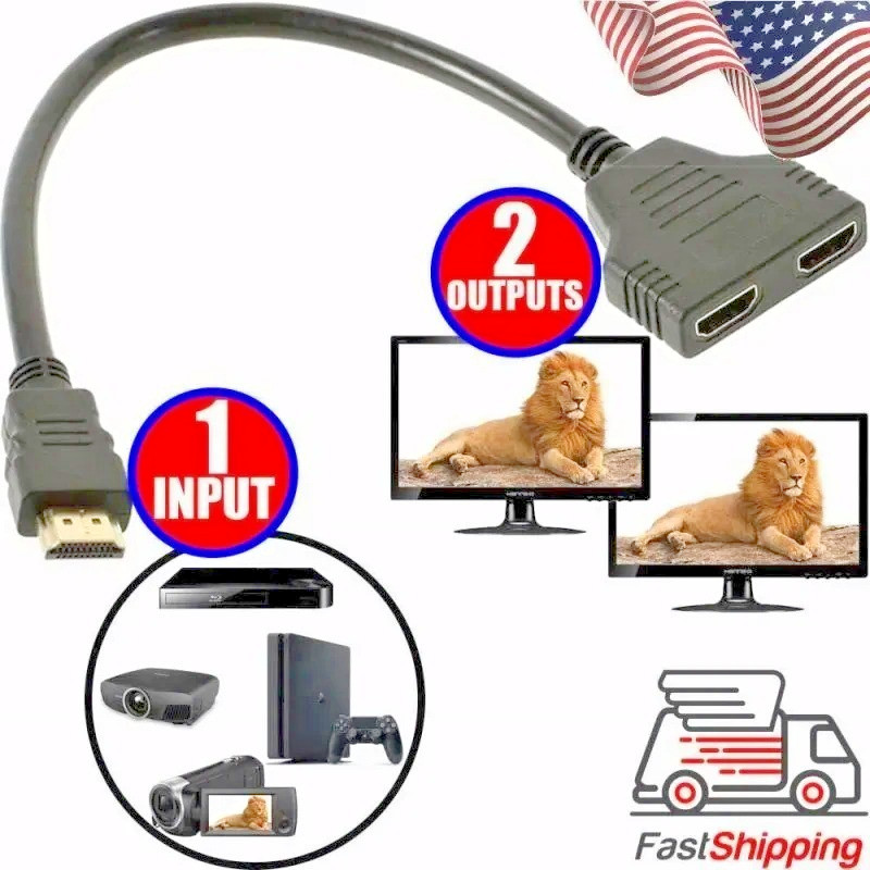 1080P HDMI Port Male to Female 1 Input 2 Output Splitter Cable Adapter Converter