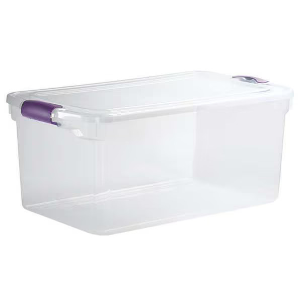 Stackable Storage Tote W/ Lid, 16 gal, 28-3/4 in L x 16 in W x 10-5/8 in H,