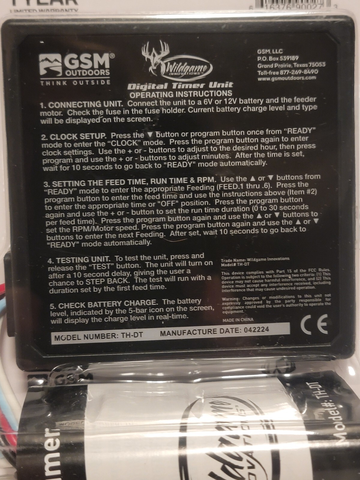 Feeder Timer Unit Controller Wildgame Innovations Digital TH-DT works 6V or 12V