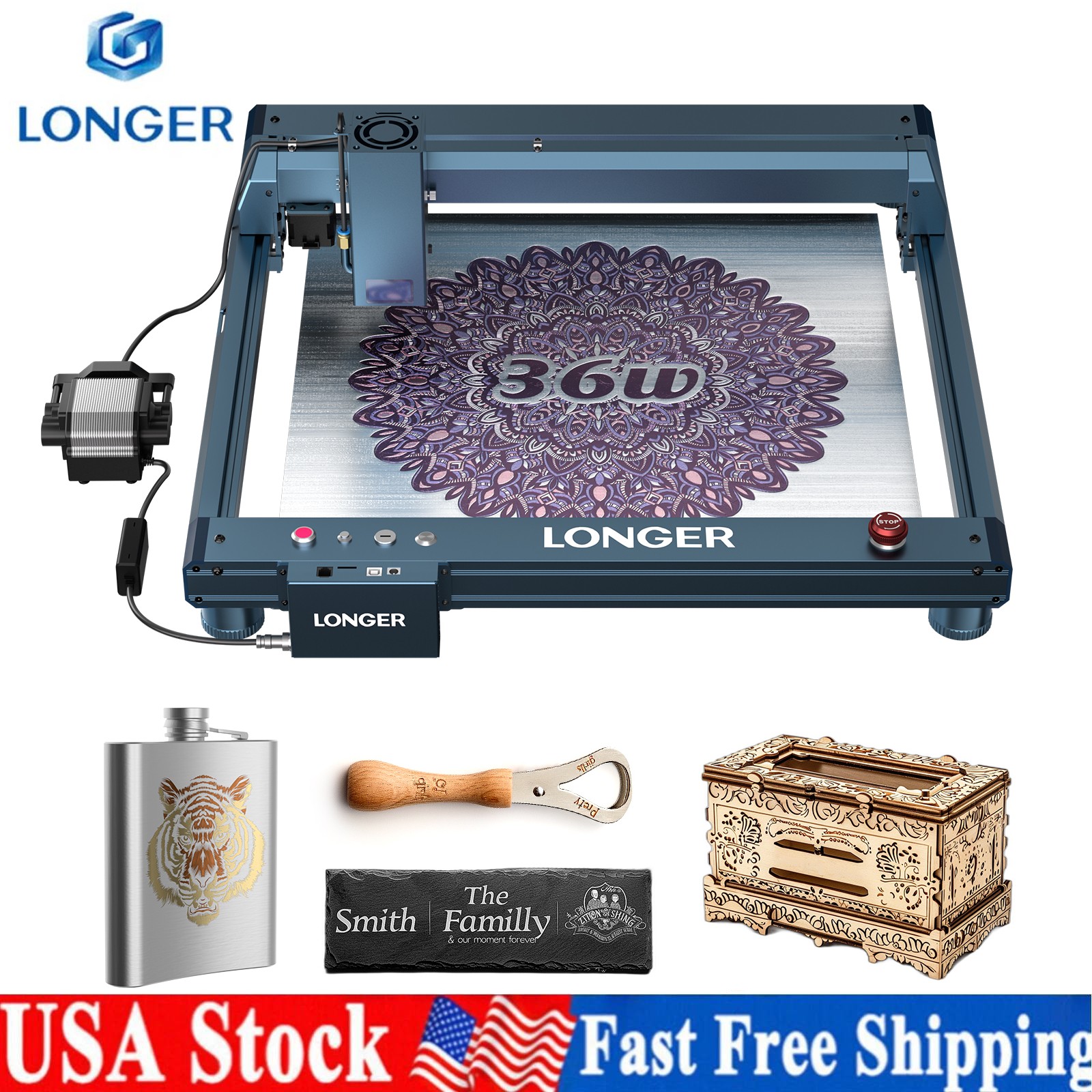 Longer Laser B1 30W DIY Laser Engraver Cutter with Auto Air Assist 450x440mm NEW