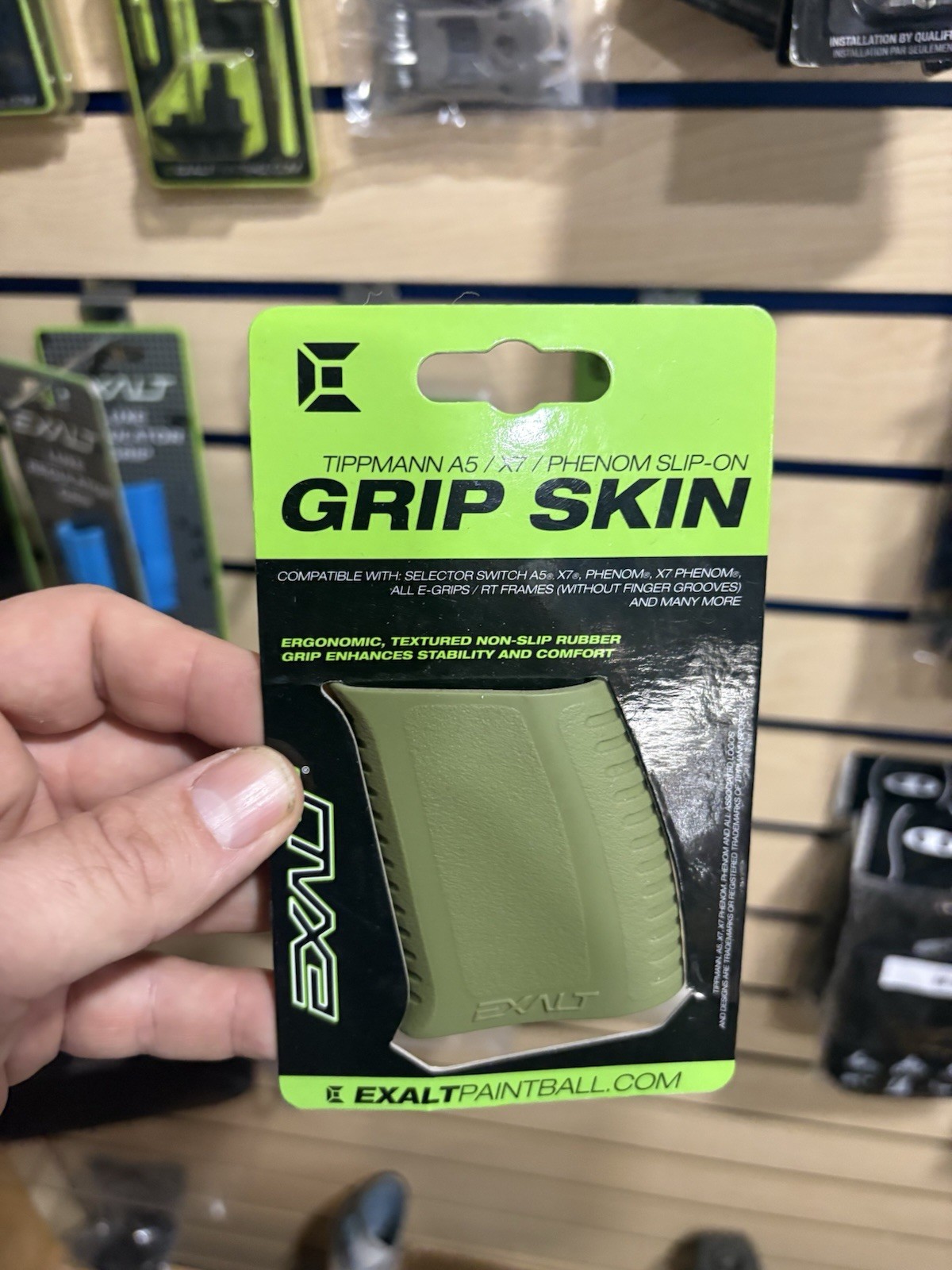 Exalt Tippmann A5 X7 Phenom Grip Skin Paintball Accessory Olive NEW LAS