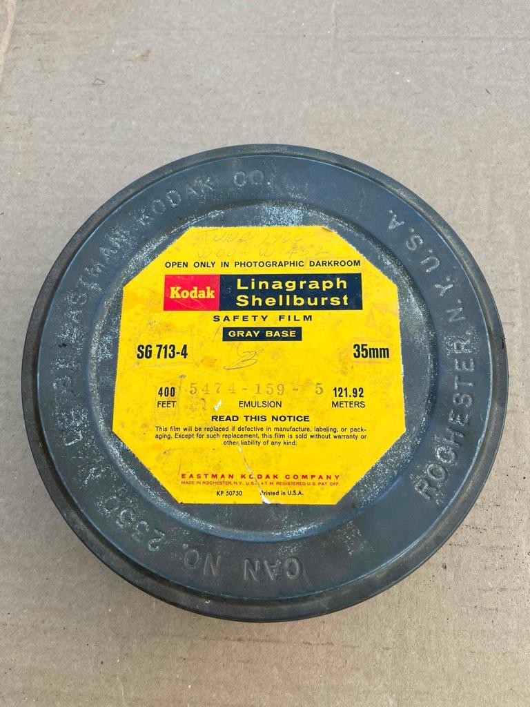 Kodak Linagraph Shellburst Reel Metal Canister  # 2350 Empty Steampunk 7-1/4"