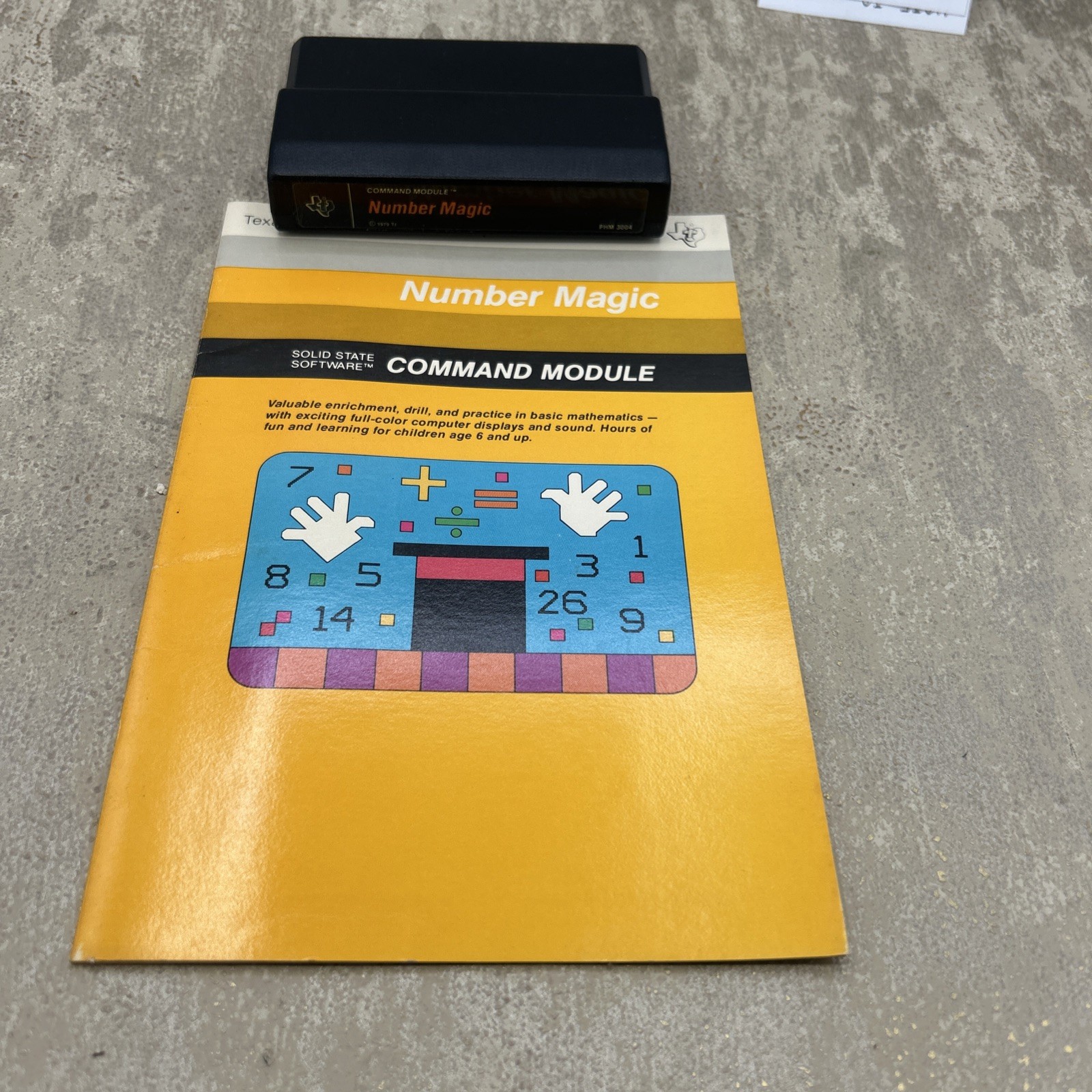 NUMBER MAGIC Texas Instruments Solid State Cartridge w/ Manual PHM 3004 1982