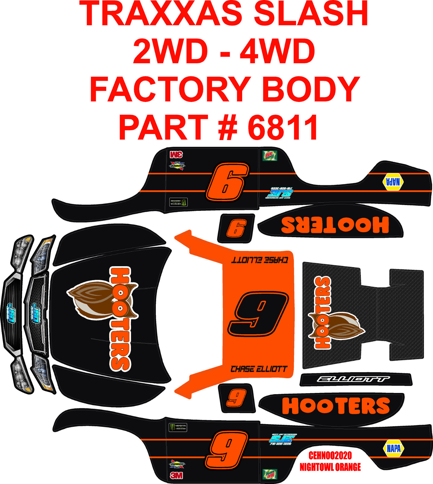 CE20 Theme wrap decals stickers STOCK 2WD - 4WD   TRAXXAS #6811 SLASH BODY
