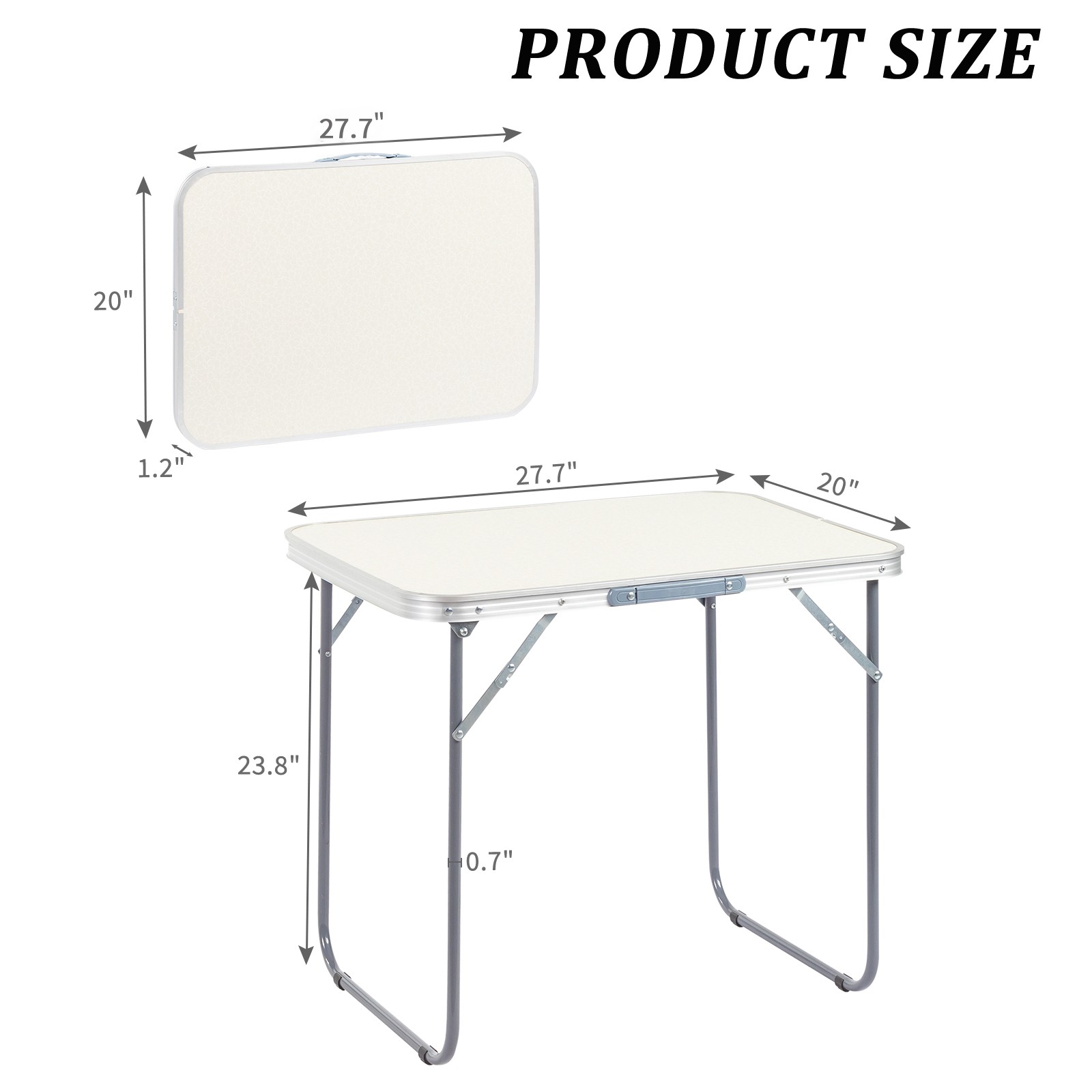 2.3FT Partable Aluminum Folding Table for Picnic Garden, Camping Indoor Outdoor