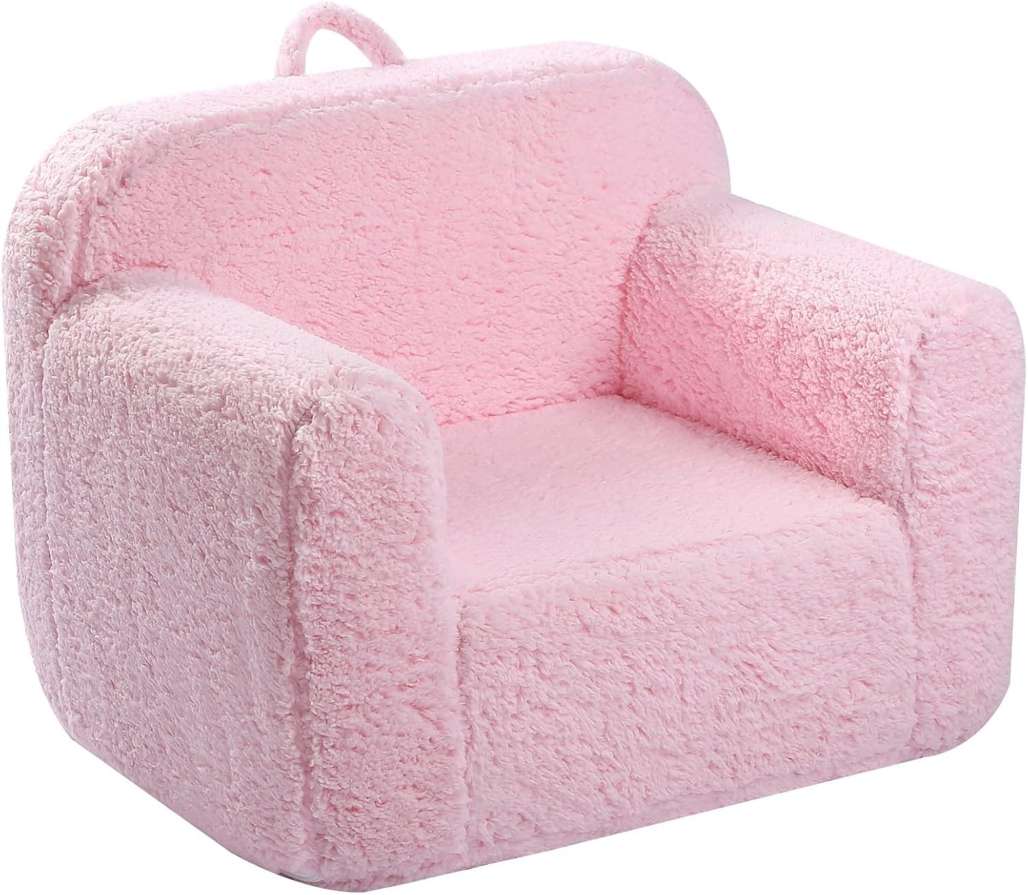 Kids Snuggly-Soft Pink Sherpa Chair, Cuddly Toddler Foam Chair for  Girls