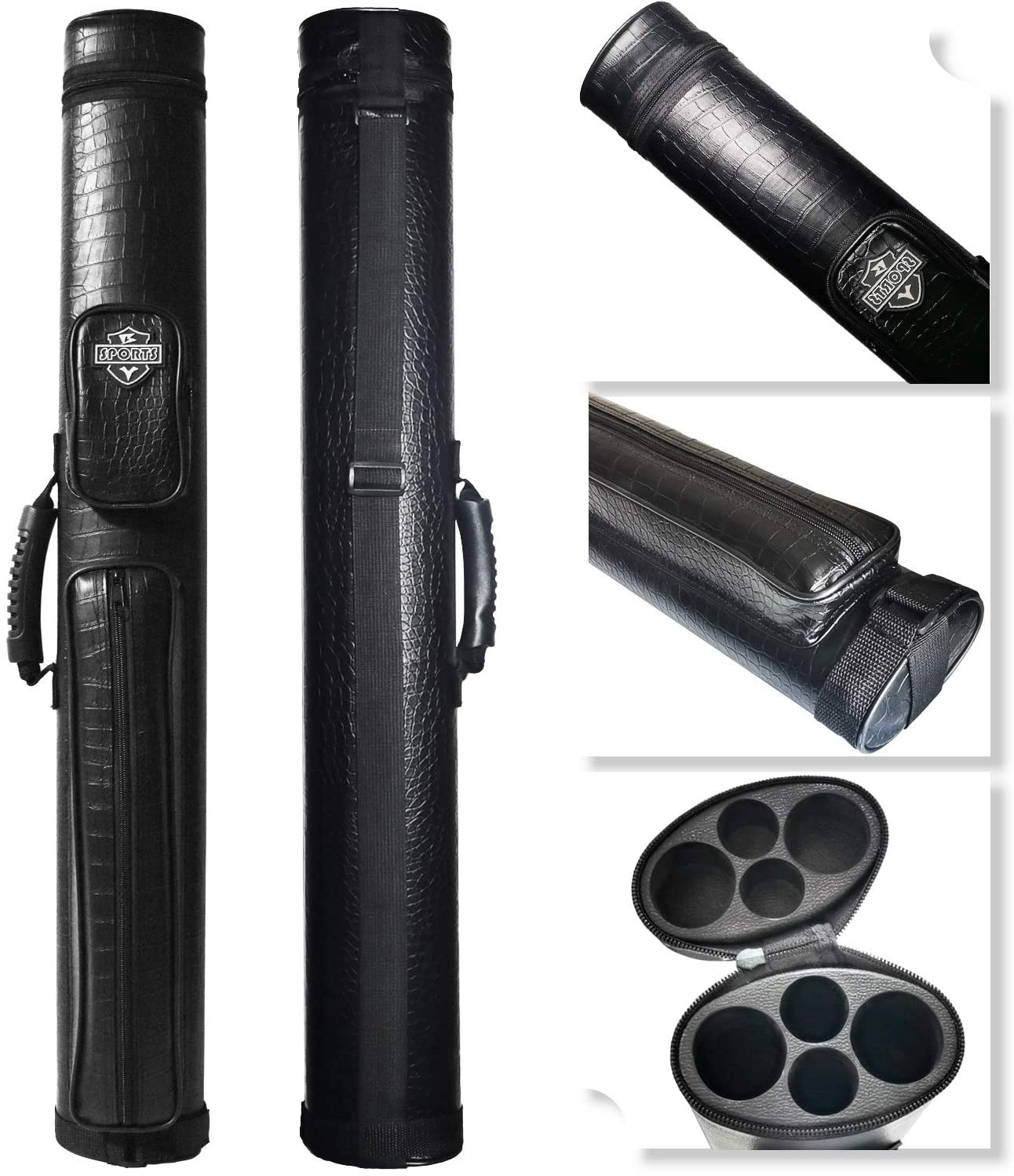 2X2 Hard Cue Case Oval Pool Cue Billiard Stick Carrying Case