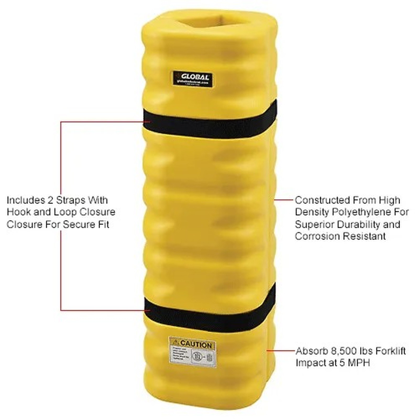 Global Industrial? Narrow Column Protector, 4 - 6" Opening, Yellow