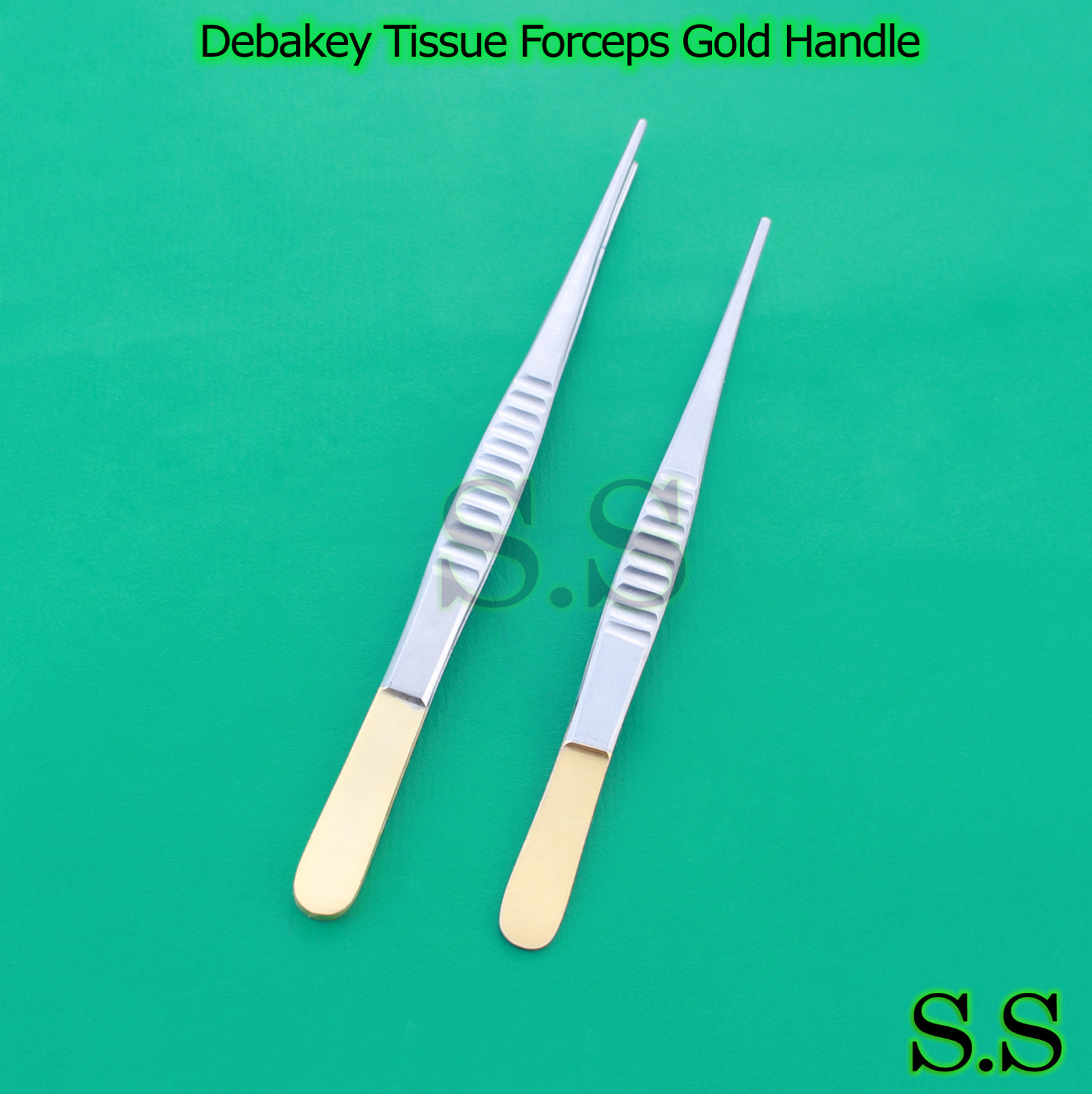 2 DEBAKEY ARTERY ATRAUMATIC TISSUE VASCULAR FORCEPS 6” AND 7” WITH GOLD HANDLE