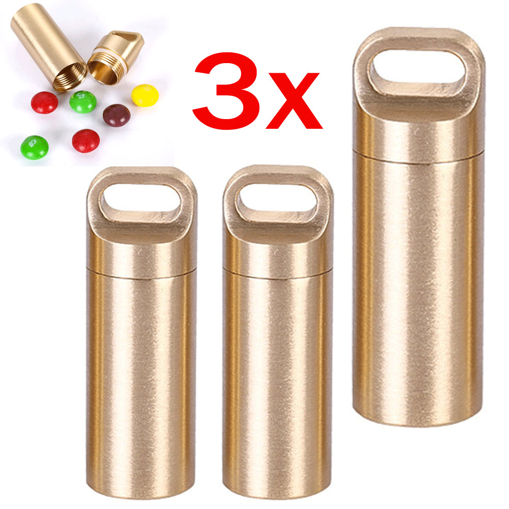 3X Survival EDC Waterproof Pill Box Case Capsule Seal Bottle Container Bottle