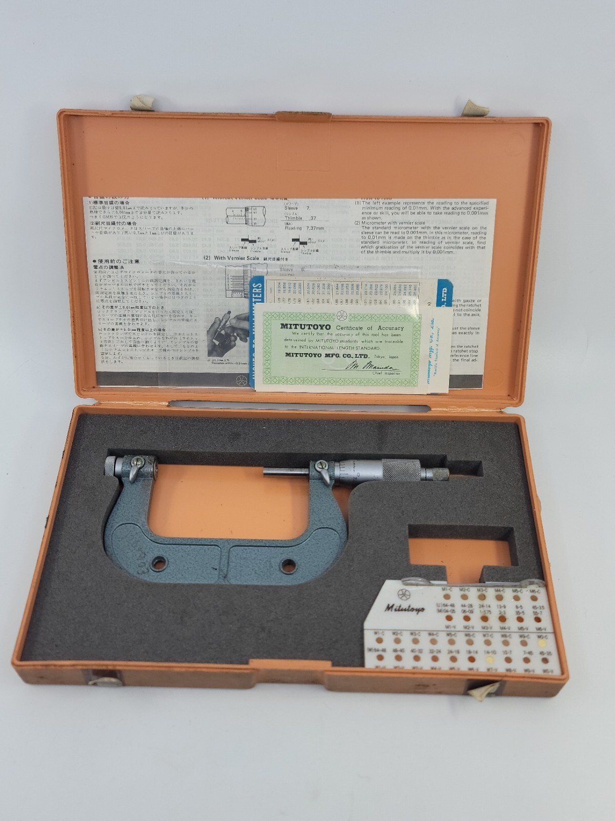 Mitutoyo Japan 126-903 Screw Thread Micrometer With Box