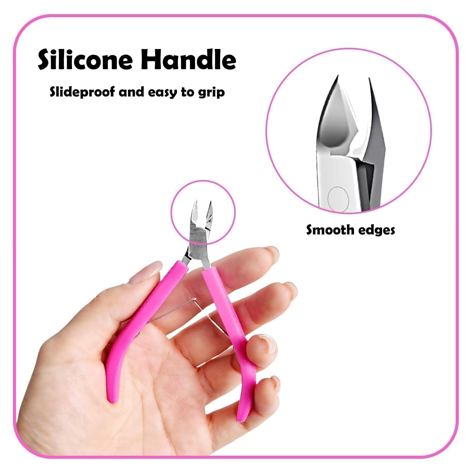 Criyar Fine Edge Cuticle Trimmer & Nippers, Scissors, Silicon Handle, Rose